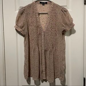 Forever 21 Floral Pintucked Top - Medium